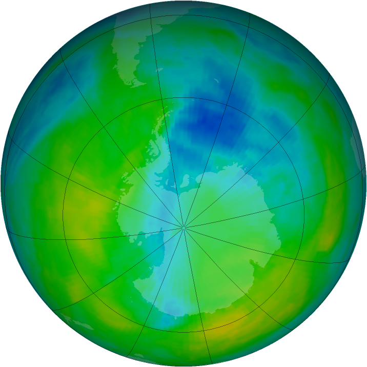 Antarctic ozone map for 10 December 1987